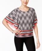 Jm Collection Geo-print Butterfly-sleeve Top, Only At Macy's