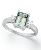 14k White Gold Ring, Aquamarine (1-5/8 Ct. T.w.) And Diamond (1/6 Ct. T.w.) Ring