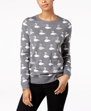 Charter Club Swan-print Sweater, Created For Macy's