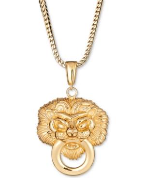 Men's Lion Doorknocker 24 Pendant Necklace In 18k Gold-plated Sterling Silver