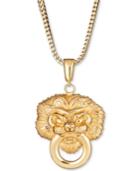 Men's Lion Doorknocker 24 Pendant Necklace In 18k Gold-plated Sterling Silver