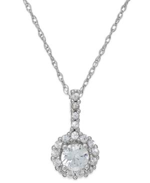 White Sapphire Halo Pendant Necklace In 14k White Gold (3/8 Ct. T.w.)