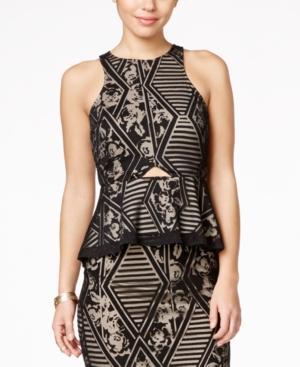 Material Girl Juniors' Sleeveless Burnout Peplum Top, Only At Macy's