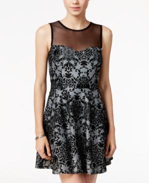Trixxi Juniors' Flocked Fit & Flare Dress