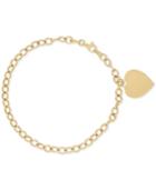 Heart Charm Open Link Bracelet In 10k Gold