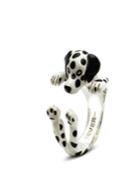 Dalmation Hug Ring In Sterling Silver And Enamel