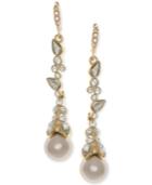 Givenchy Imitation Pearl & Crystal Linear Drop Earrings