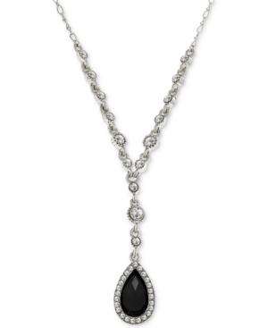 2028 Silver-tone Crystal & Black Stone Lariat Necklace, A Macy's Exclusive Style