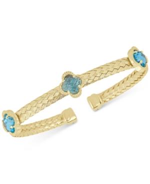 Swiss Blue Topaz Woven Cuff Bracelet (4-1/5 Ct. T.w.) In 14k Gold-plated Sterling Silver