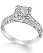 Diamond Halo Engagement Ring (1-1/2 Ct. T.w.) In 14k White Gold