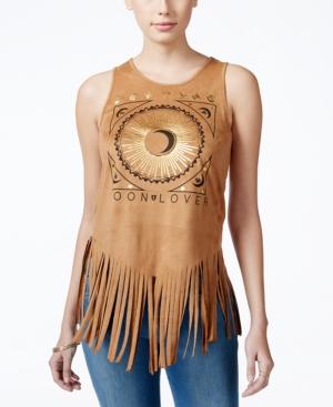 Belle Du Jour Juniors' Faux-suede Fringe Tank Top