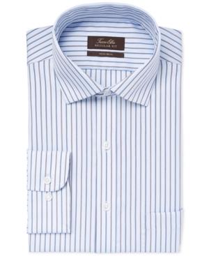 Tasso Elba Non-iron Light Blue Textured Stripe Dress Shirt