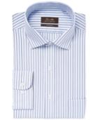 Tasso Elba Non-iron Light Blue Textured Stripe Dress Shirt