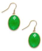 Dyed Jade Oval Drop Earrings In 14k Gold (16mm)
