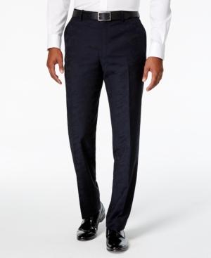 Bar Iii Men's Navy Flat Front Slim Fit Dress Pants, Only At Macy's