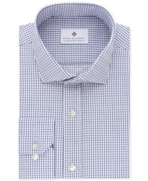 Ryan Seacrest Distinction Men's Slim-fit Non-iron Navy Check Dress Shirt, Only At Macy's