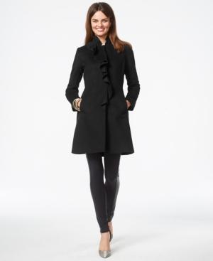 Dkny Petite Ruffled Walker Coat