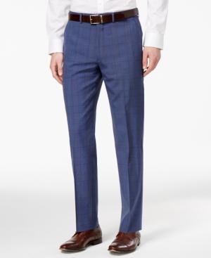 Ryan Seacrest Distinction Men's Blue Herringbone Plaid Suit Pants, Only At Macy's