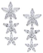 Joan Boyce Silver-tone Crystal Flower Linear Drop Earrings