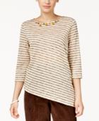 Alfred Dunner Petite Cactus Ranch Embellished Asymmetrical Top