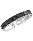 Effy Men's Weave-style Bangle Bracelet In Sterling Silver And Black Rhodium-plating