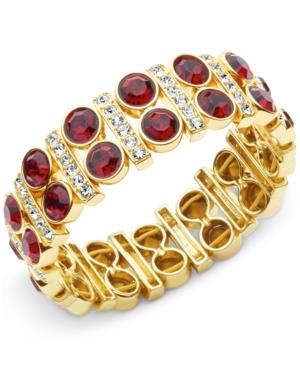 Anne Klein Gold-tone Stone And Pave Stretch Bracelet