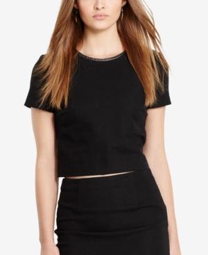Polo Ralph Lauren Leather-trim Tweed Crop Top