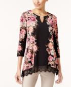 Jm Collection Lace-trim Embellished Keyhole Top, Created For Macy's