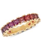 Rhodolite (1-3/4 Ct. T.w.) & Rhodolite Garnet (2-1/5 Ct. T.w.) Eternity Band In 14k Gold-plated Sterling Silver