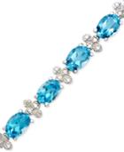 Sterling Silver Bracelet, Blue Topaz (14-1/2 Ct. T.w.) And Diamond Accent