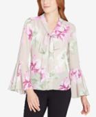 Tahari Asl Flounce-sleeve Blouse