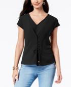 Thalia Sodi Grommet Lace-front Top, Created For Macy's