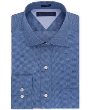 Tommy Hilfiger Easy Care Slate Blue Geo Print Dress Shirt