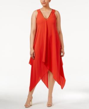 Sl Fashions Plus Size Embellished Handkerchief-hem Dress