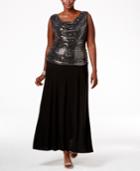 R & M Richards Plus Size Sequined A-line Gown