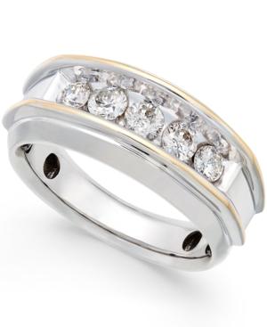 Men's Five-stone Two-tone Diamond Ring In 10k Gold (1 Ct. T.w.)