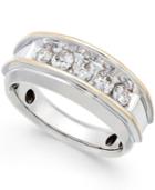 Men's Five-stone Two-tone Diamond Ring In 10k Gold (1 Ct. T.w.)
