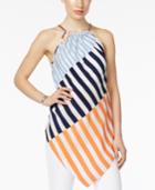 Alfani Petite Striped Chain-neck Halter Top, Only At Macy's