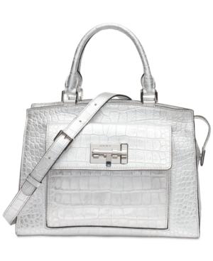 Dkny Elizabeth Metallic Snakeskin Satchel, Created For Macy's