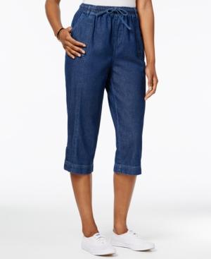 Karen Scott Denim Drawstring Capri Pants, Only At Macy's
