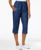 Karen Scott Denim Drawstring Capri Pants, Only At Macy's