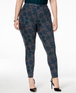 Hue Plus Size Mod Floral Original Denim Leggings