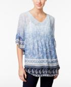 Style & Co Sheer Printed Top, Only At Macy's