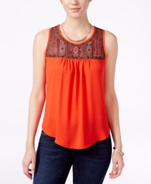 Bcx Juniors' Embroidered Illusion Tank Top