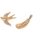 Lonna & Lilly Gold-tone Pave Mismatch Stud Earrings