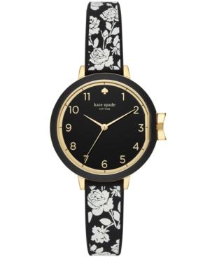 Kate Spade New York Women's Floral Black Silicone Strap Watch 34mm