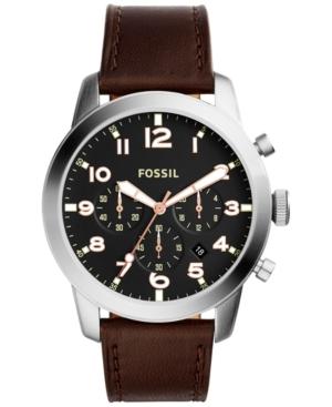 Fossil Men's Chronograph Pilot 54 Dark Brown Leather Strap Watch 44mm Fs5143