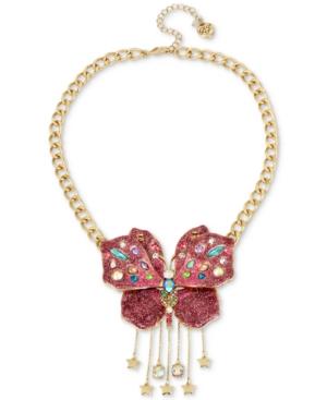 Betsey Johnson Gold-tone Glittery Butterfly Collar Necklace, 16 + 3 Extender