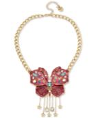 Betsey Johnson Gold-tone Glittery Butterfly Collar Necklace, 16 + 3 Extender