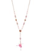 Betsey Johnson Rose Gold-tone Pink Beaded Ballerina Lariat Necklace